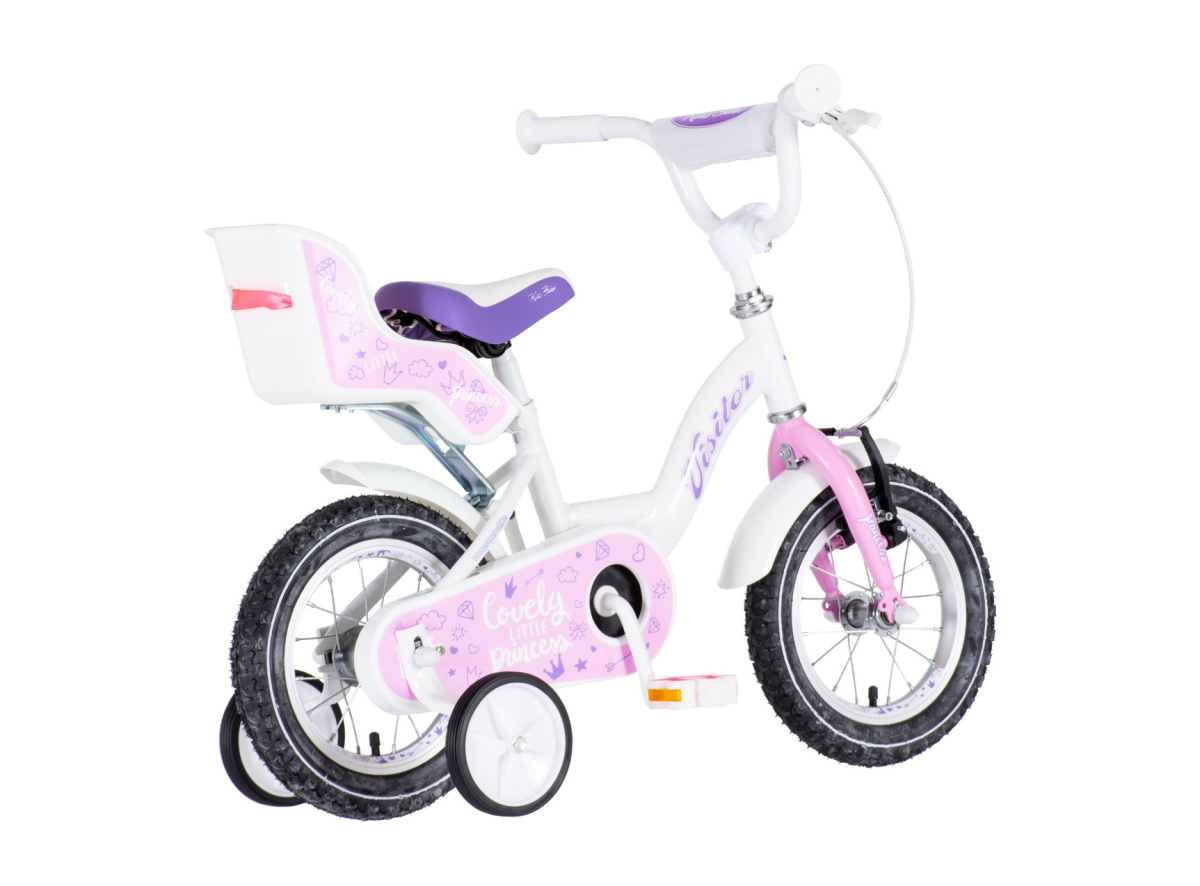 BICIKL KIDS VISITOR LILOO 12" 8" V-BRAKE  KONTRA 95-115CM (12") BELO ROZE PERLA
