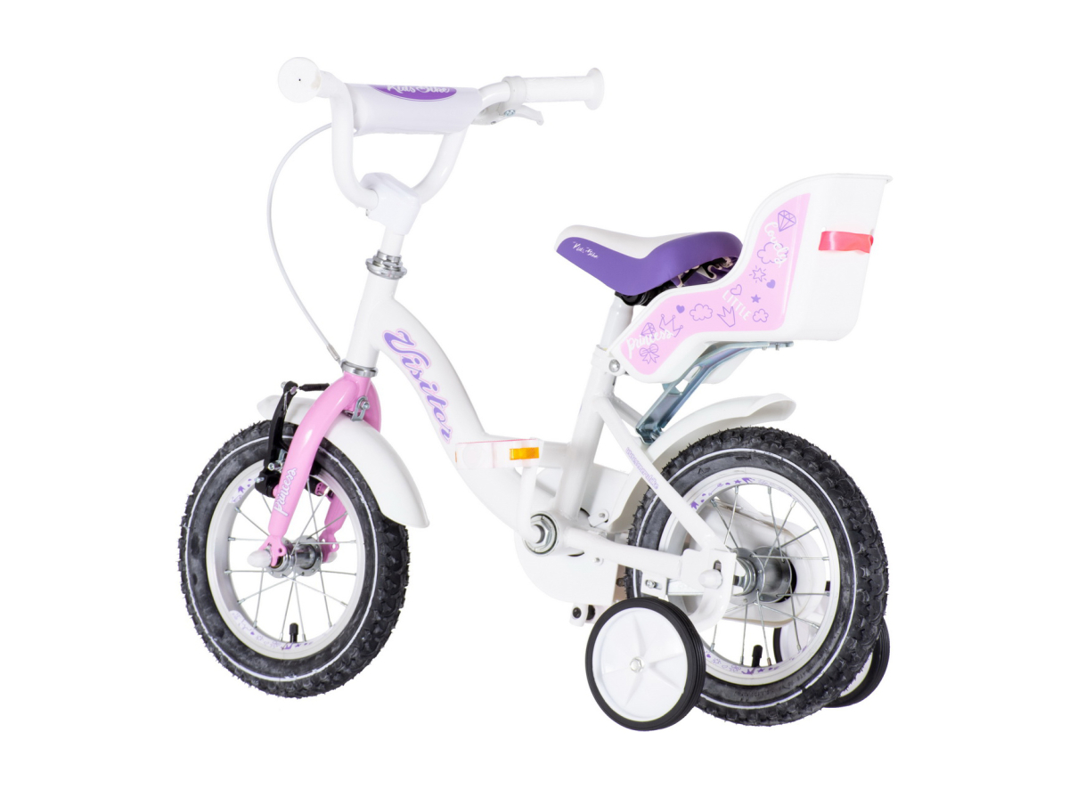 BICIKL KIDS VISITOR LILOO 12" 8" V-BRAKE  KONTRA 95-115CM (12") BELO ROZE PERLA