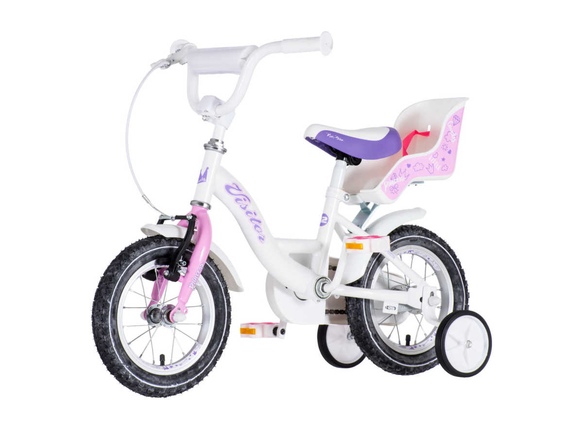 BICIKL KIDS VISITOR LILOO 12" 8" V-BRAKE  KONTRA 95-115CM (12") BELO ROZE PERLA