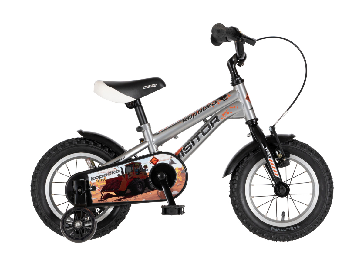 BICIKL KIDS VISITOR KOPACKO 12" 8" V-BRAKE  KONTRA 95-115CM (12") SREBRNI UV SJAJ