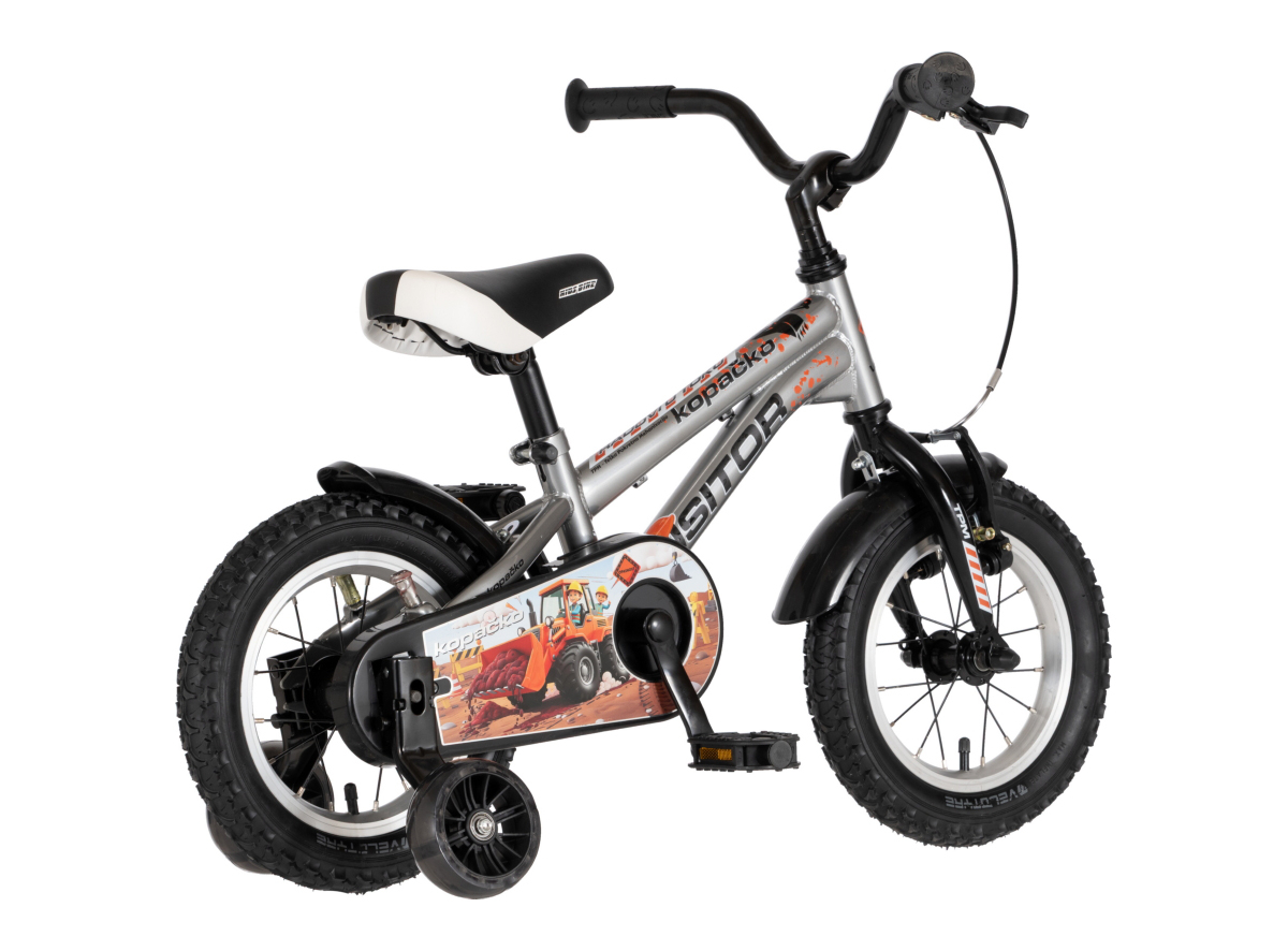 BICIKL KIDS VISITOR KOPACKO 12" 8" V-BRAKE  KONTRA 95-115CM (12") SREBRNI UV SJAJ