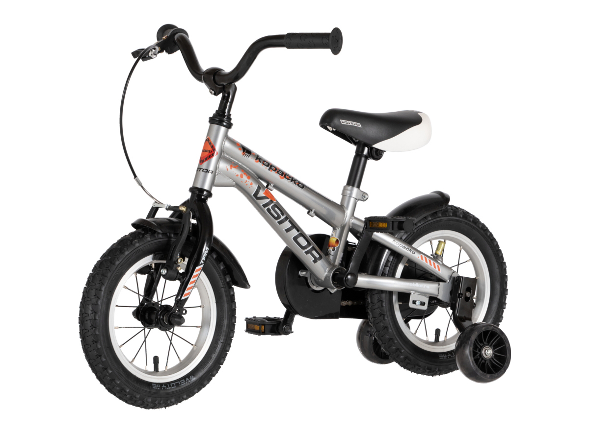 BICIKL KIDS VISITOR KOPACKO 12" 8" V-BRAKE  KONTRA 95-115CM (12") SREBRNI UV SJAJ