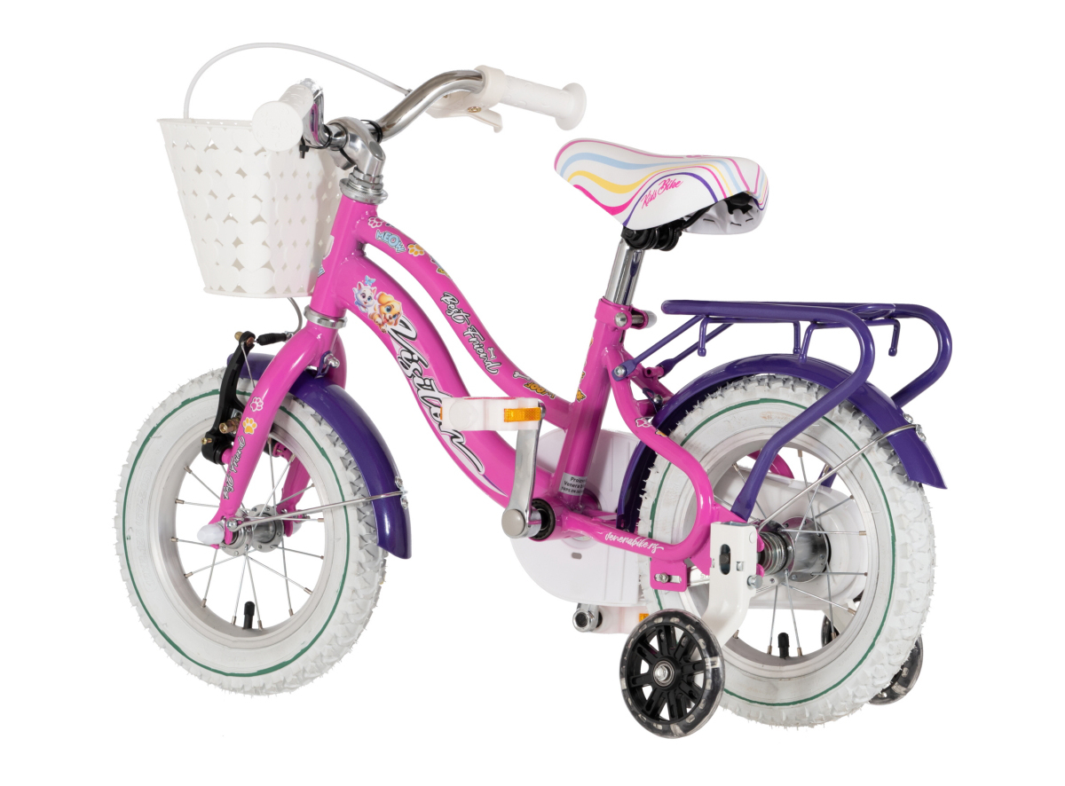 BICIKL KIDS VISITOR BEST FRIEND 12" 8" V-BRAKE  KONTRA 95-115CM (12") ROZE NEON UV SJAJ