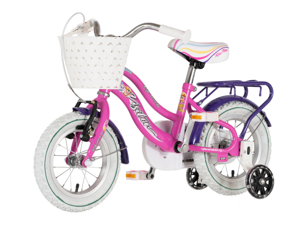 BICIKL KIDS VISITOR BEST FRIEND 12" 8" V-BRAKE  KONTRA 95-115CM (12") ROZE NEON UV SJAJ