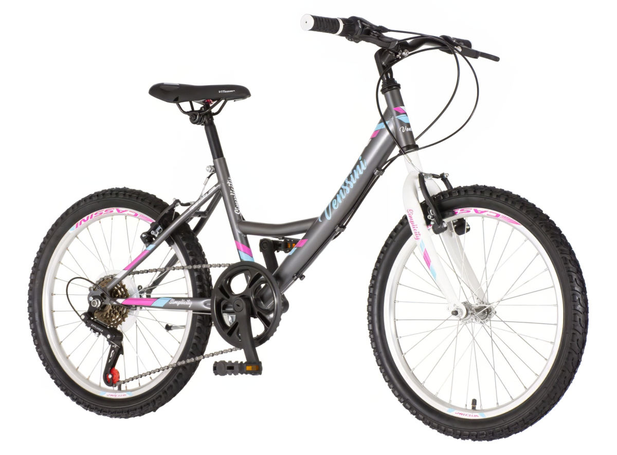 BICIKL JUNIOR 20 VENSSINI PARMA 20" 13" V-BRAKE  6 BRZINA 120-142CM (XXS)  SIVI POLU MAT