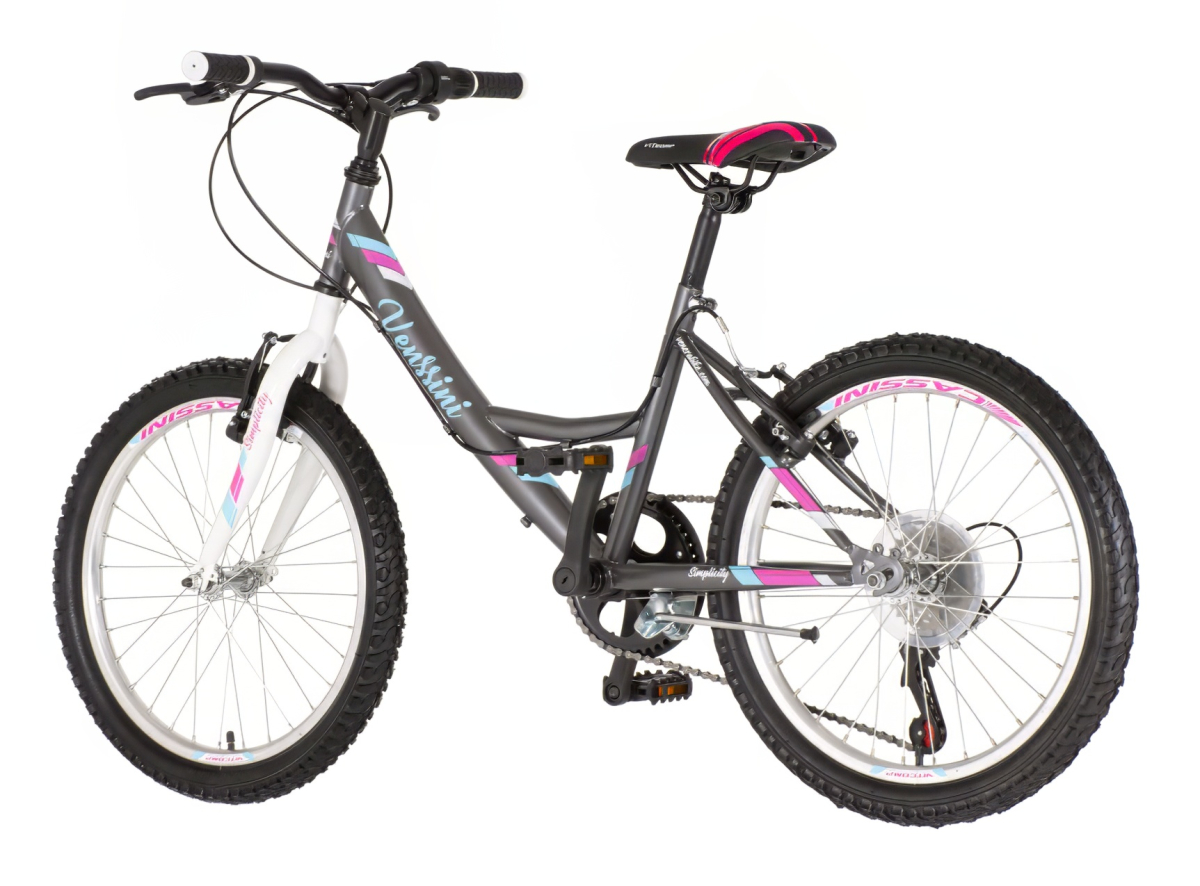 BICIKL JUNIOR 20 VENSSINI PARMA 20" 13" V-BRAKE  6 BRZINA 120-142CM (XXS)  SIVI POLU MAT