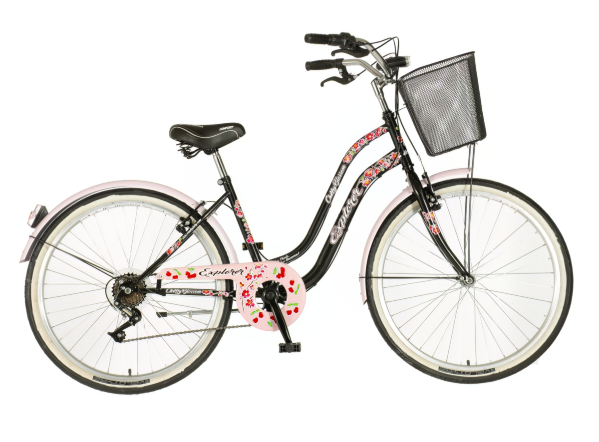 Explorer cherry blossom bicikla crno roza-lad261s6