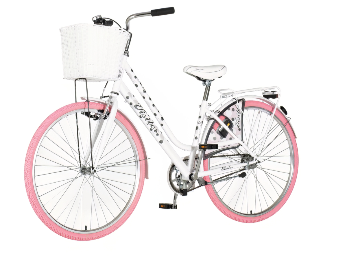 Visitor dotty fashion bicikla belo roza-fas2830f