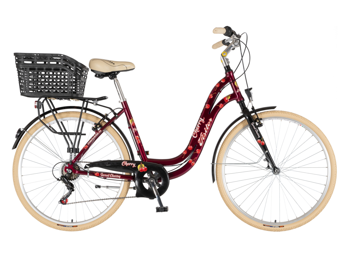 BICIKL FASHION VISITOR CHERRY 28" ALU 19" V-BRAKE  6 BRZINA 155-178CM (S/M) CRVENI PERLA UV SJAJ