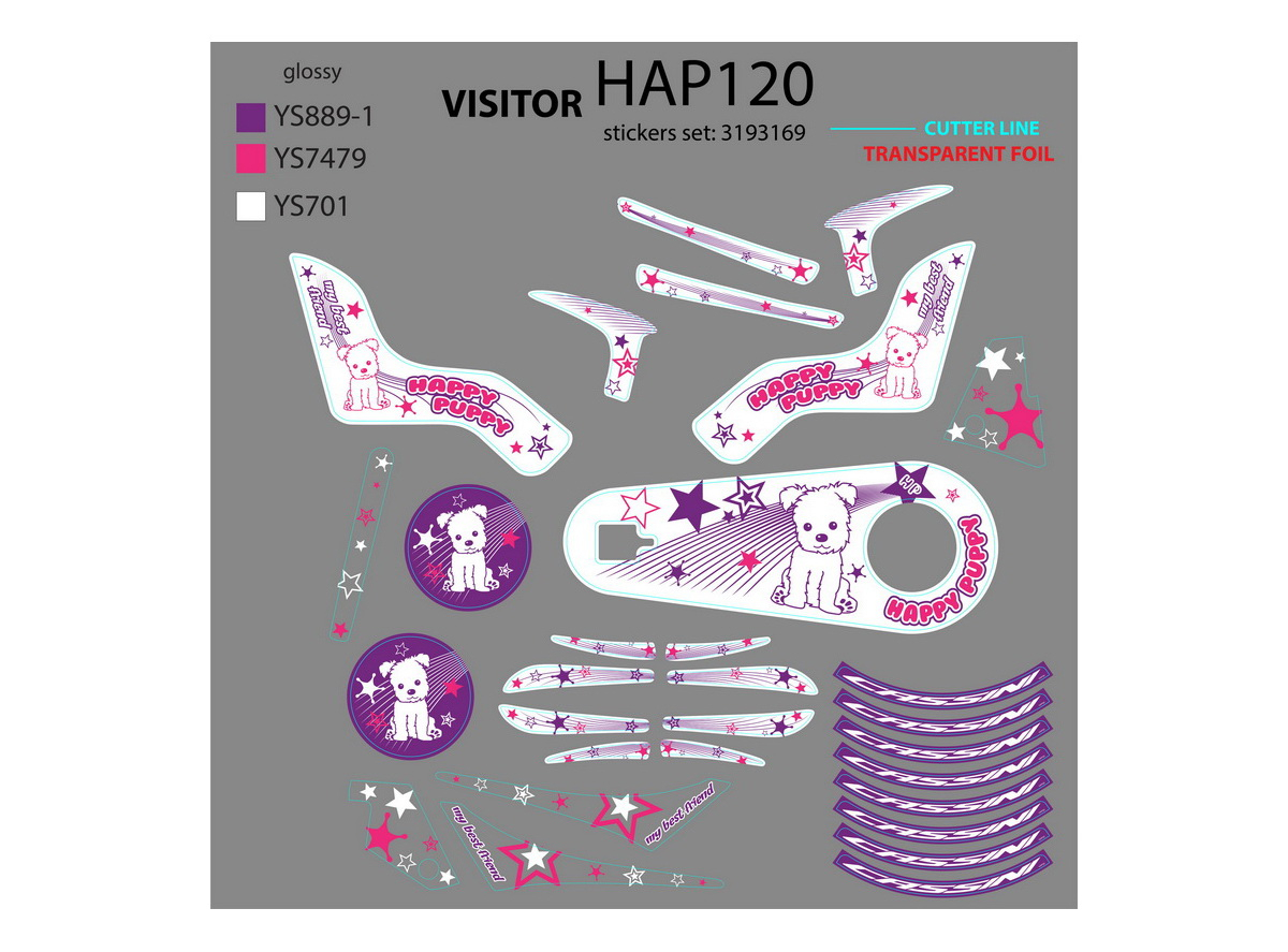 NAL.P.VEN HAP120 SET NALEPICA HAPPY PUPPY 12 ZA POMO.TOC BLATOBR LANC 2017