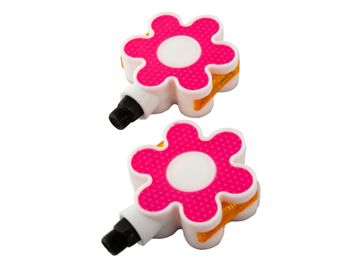 Pedala dečja pvc roza cvetić 9/16” širi navoj 78 x 95 x 27 mm