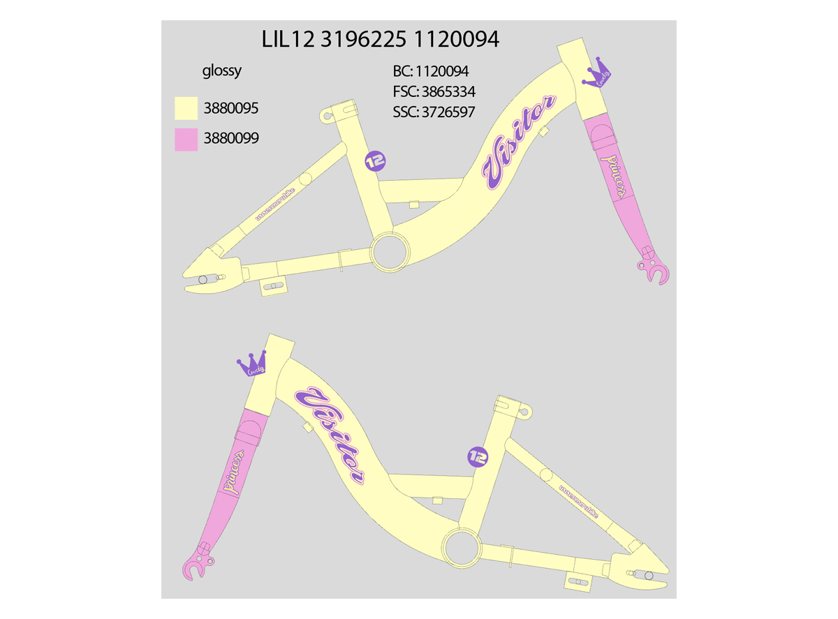 LIL122DZTVKK/24AR8P6/12"8" F.RAM CASSINI ZA  VISITOR LOVELY LIL PRICESS DEC BIC