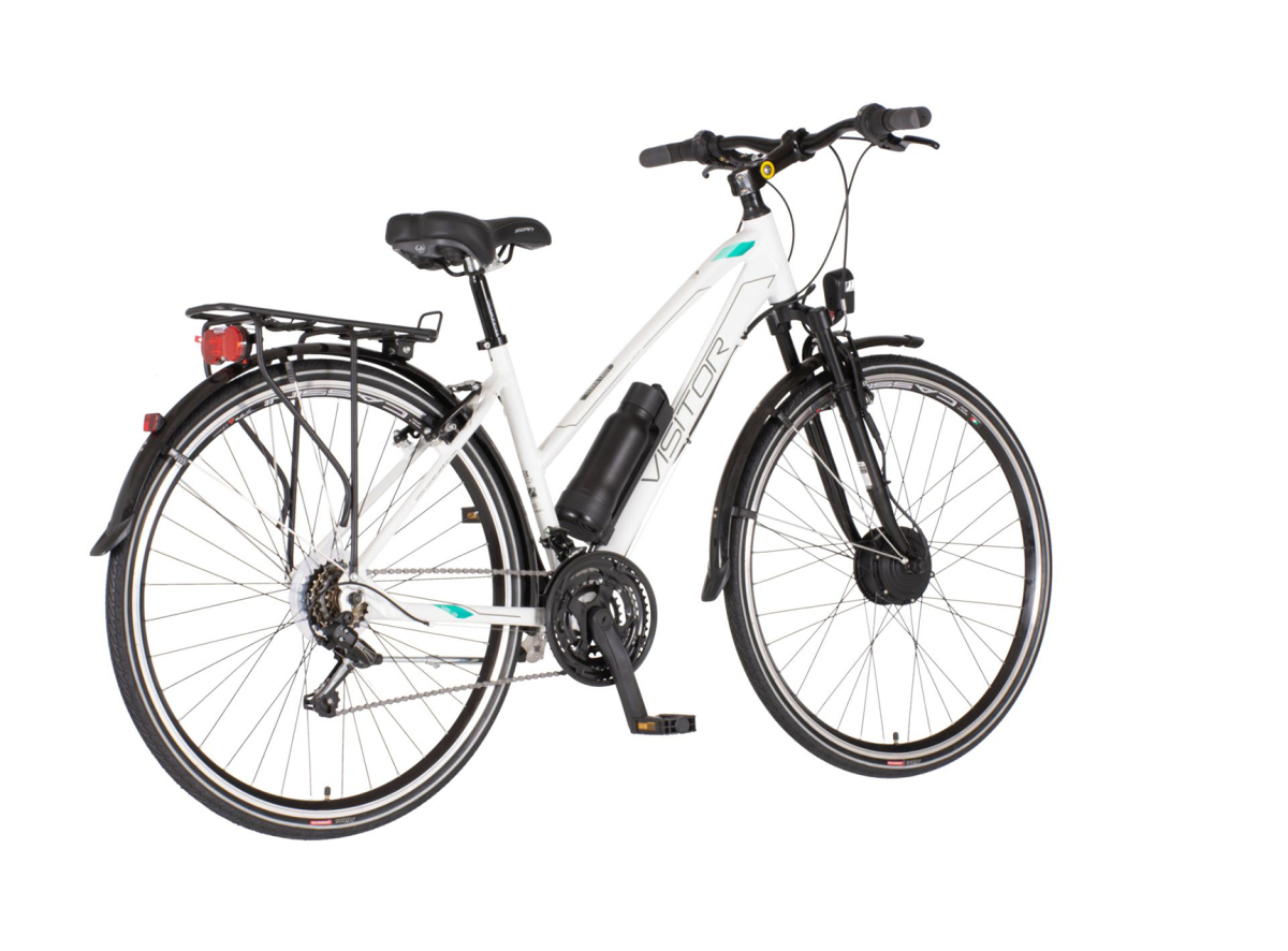E-bicikl VisitorTouring cross bicikla belo siva
