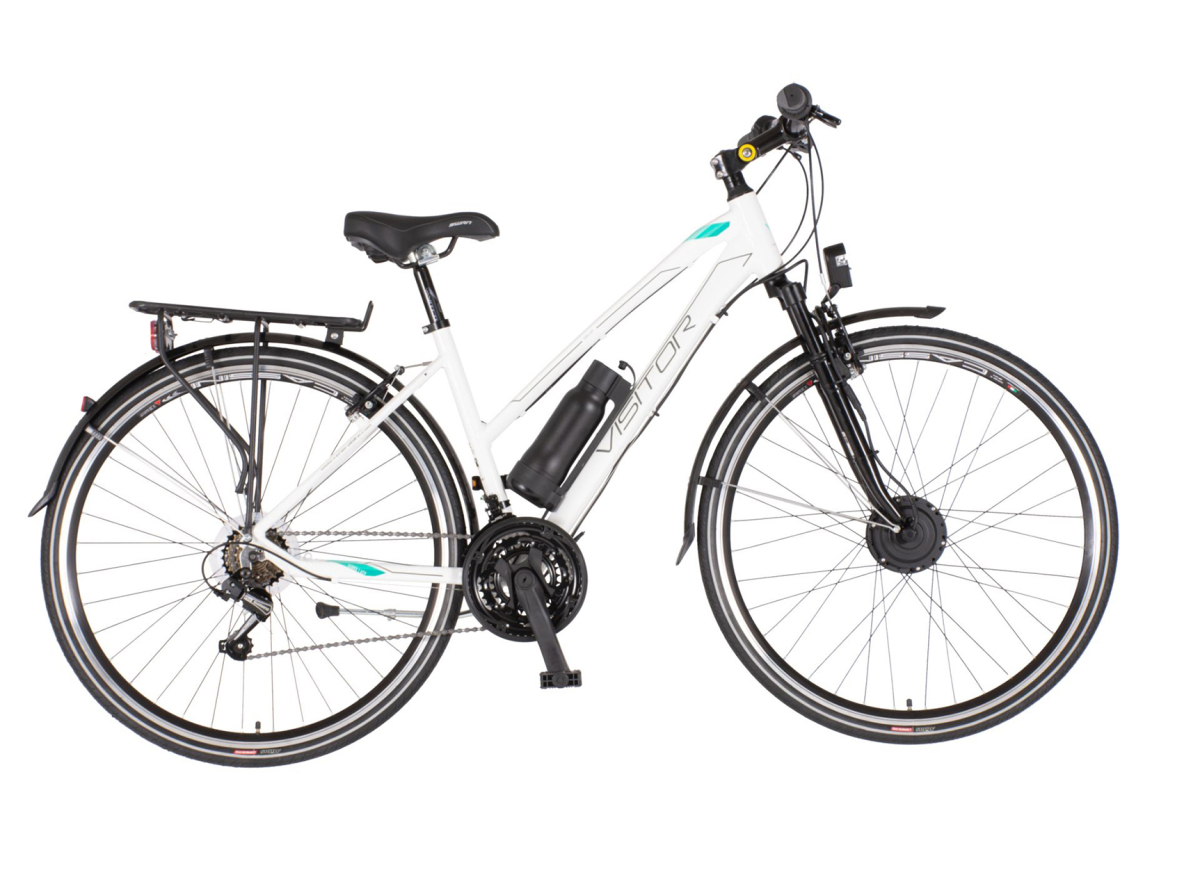 E-bicikl VisitorTouring cross bicikla belo siva