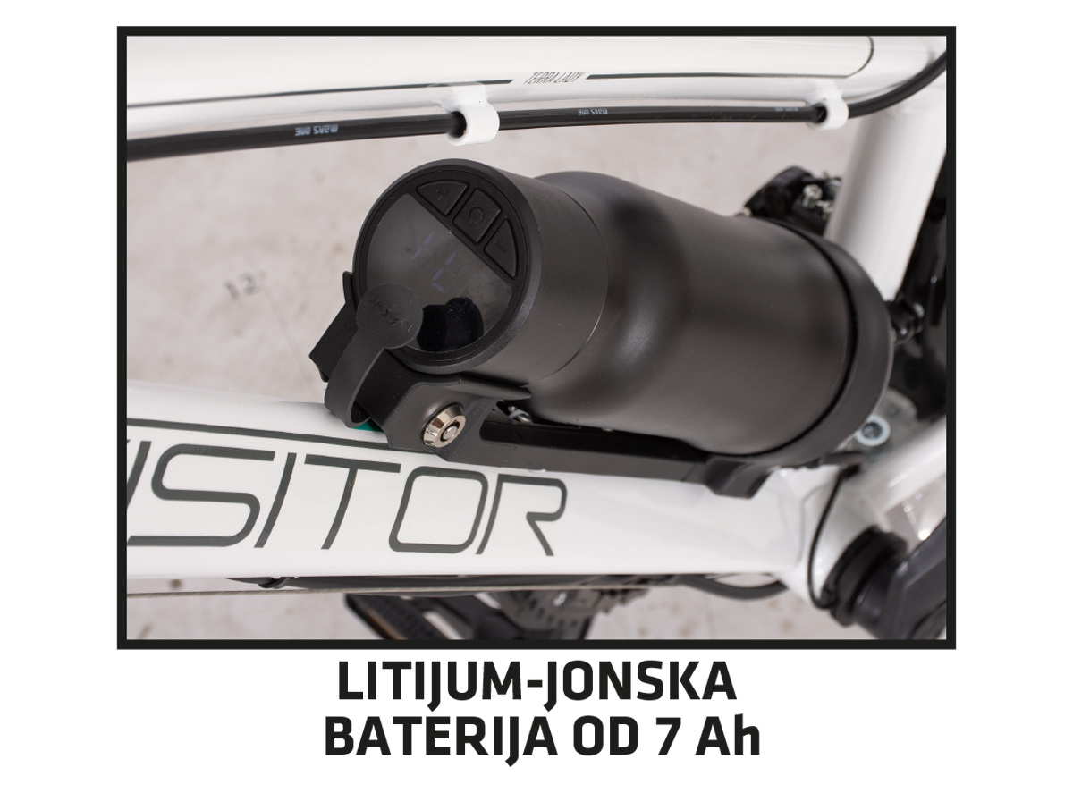 E-bicikl VisitorTouring cross bicikla belo siva