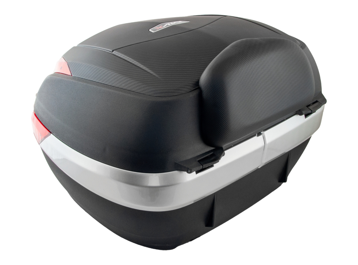Kofer za motor zadnji crni sa reflektorom, naslonom i karbonskom zastitom 38L 52X45.5X34CM