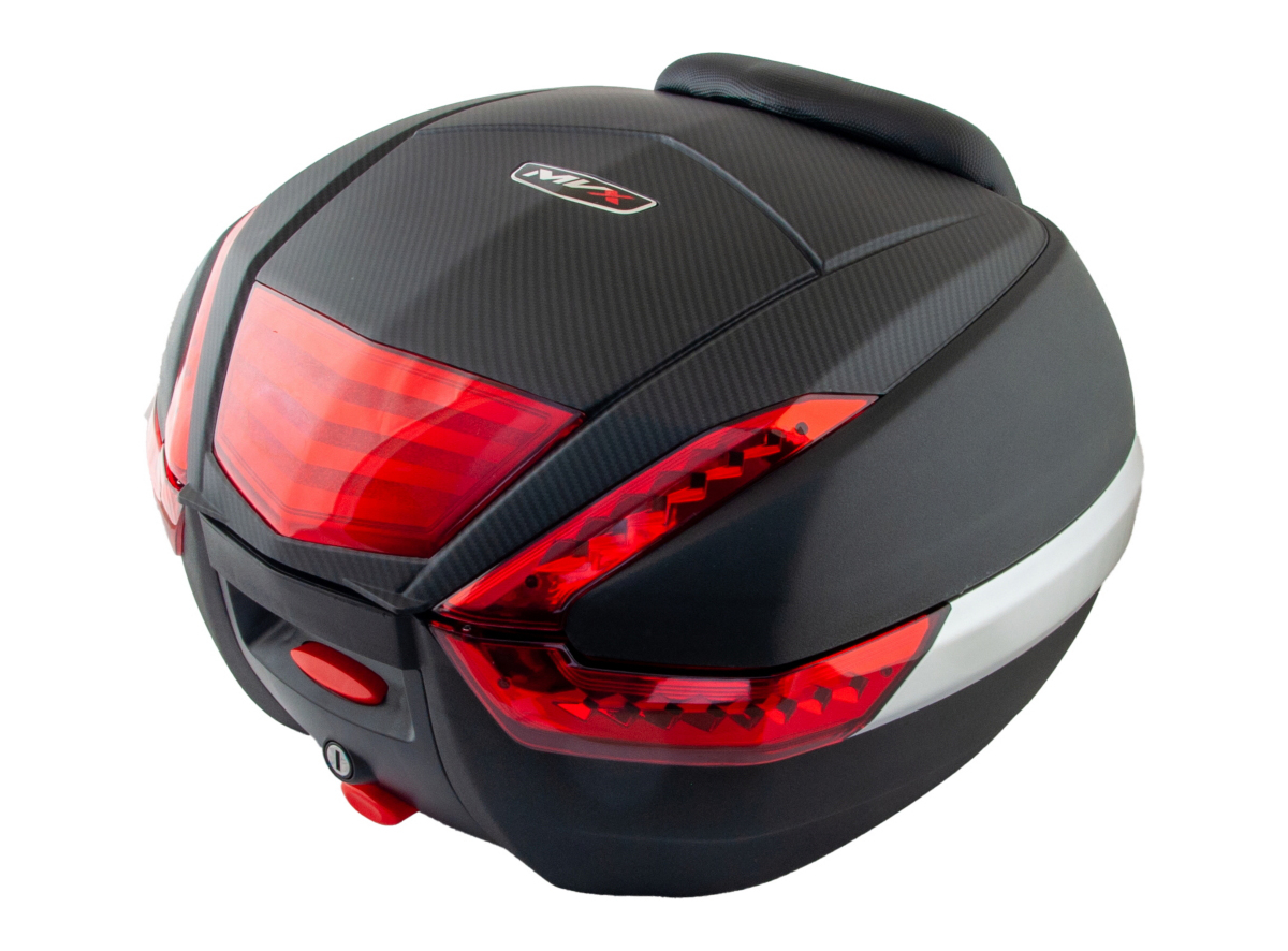 Kofer za motor zadnji crni sa reflektorom, naslonom i karbonskom zastitom 38L 52X45.5X34CM