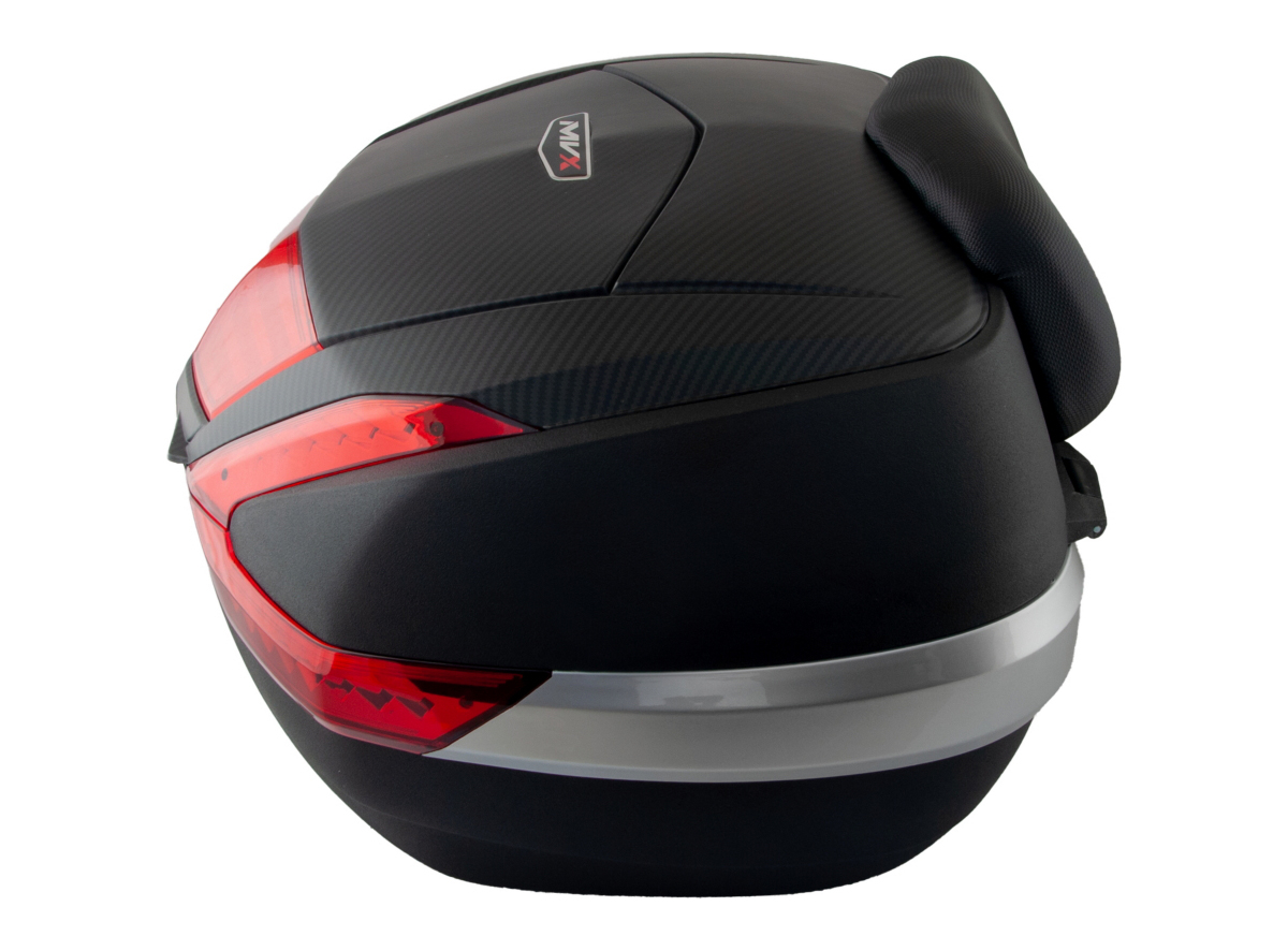 Kofer za motor zadnji crni sa reflektorom, naslonom i karbonskom zastitom 48L 58.5X46X34CM