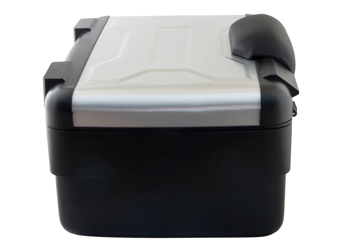 Kofer ALU za motor zadnji crni sa srebrnim poklopcem podesivi 30-40L 47.5X29.5X38.5CM