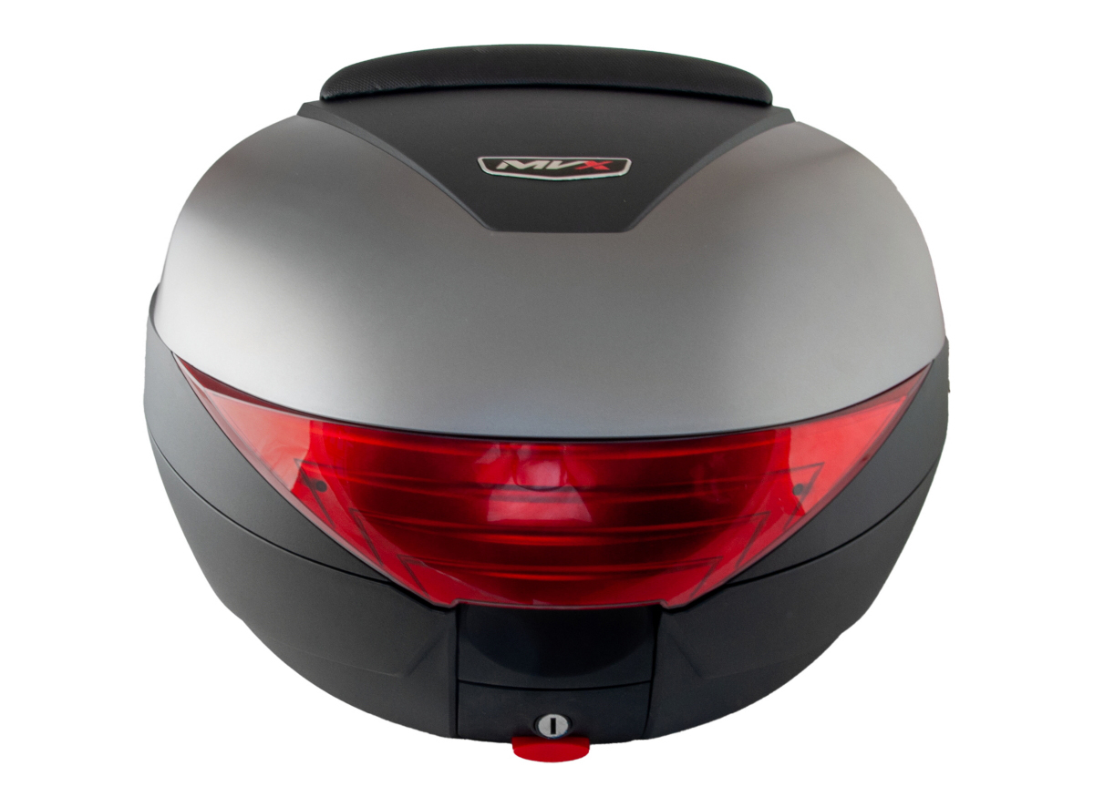 Kofer za motor zadnji crno sivi sa reflektorom i naslonom 38L 50X41X36CM