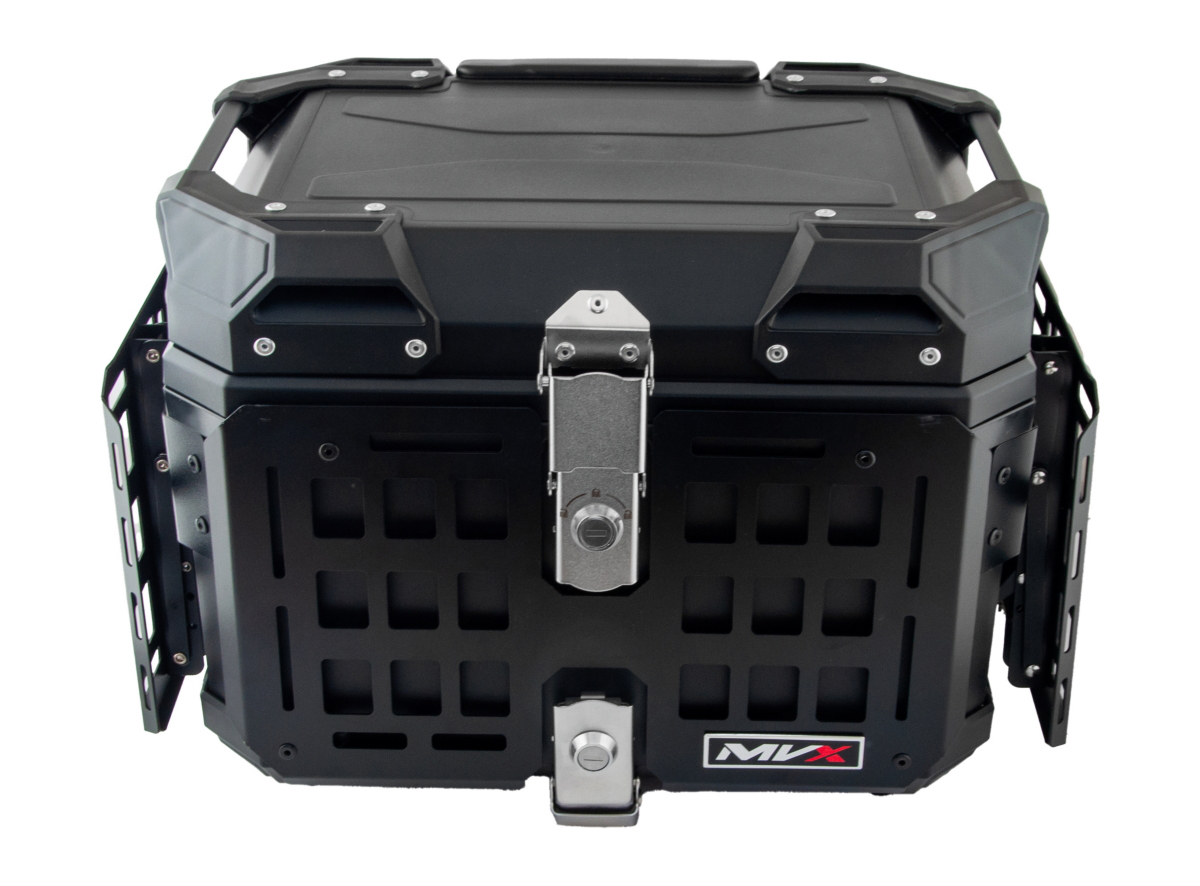 Kofer za motor zadnji crni sa naslonom i duplom bravom 45L 42X36X33CM