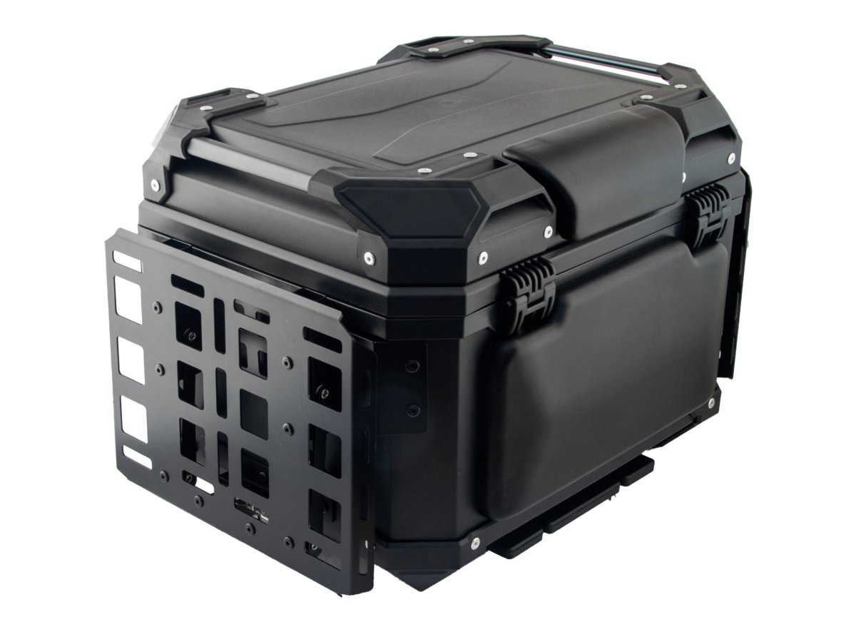 Kofer za motor zadnji crni sa naslonom i duplom bravom 45L 42X36X33CM