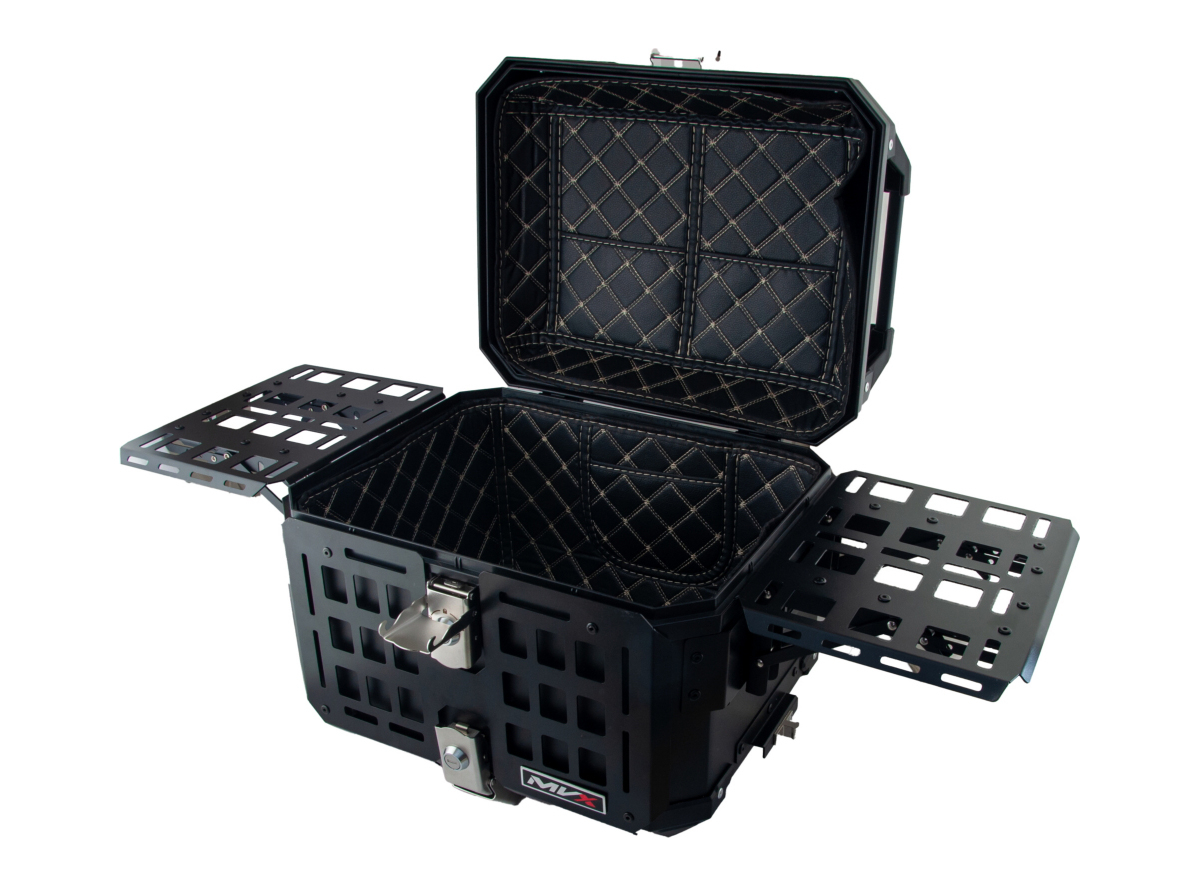 Kofer za motor zadnji crni sa naslonom i duplom bravom 45L 42X36X33CM