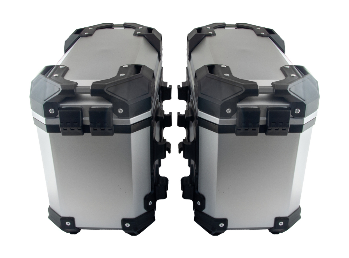 Set bočnih kofera za motor sivi sa univerzalnim nosačem 28L 60X33X39CM