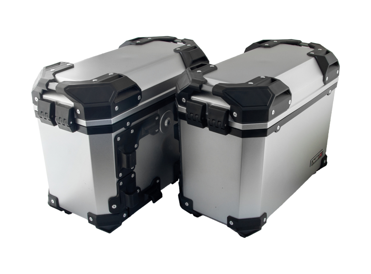 Set bočnih kofera za motor sivi sa univerzalnim nosačem 28L 60X33X39CM