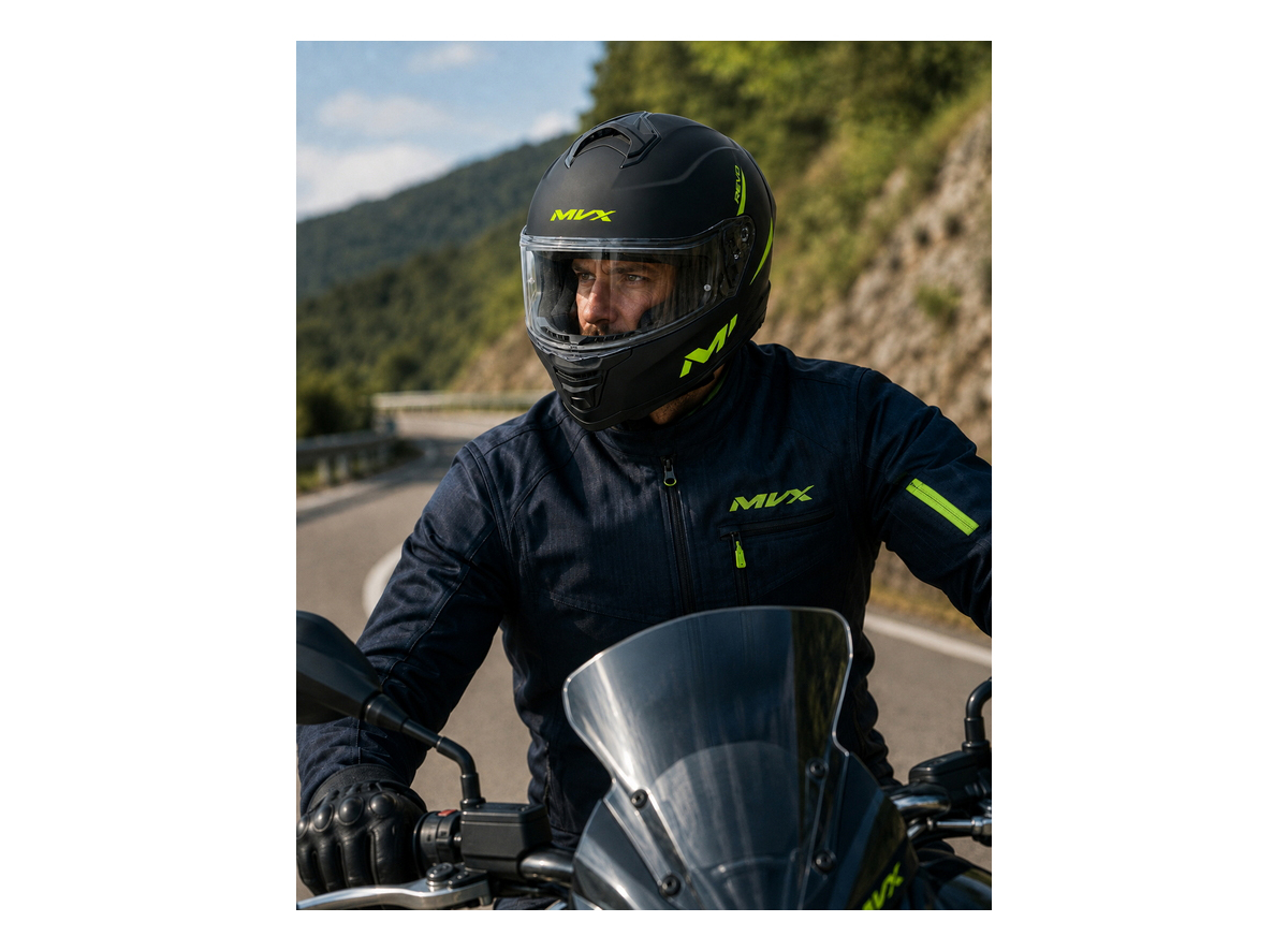 Kaciga za motor veličina XL-MVX 987 Full Face Simpli vizir crna zelena