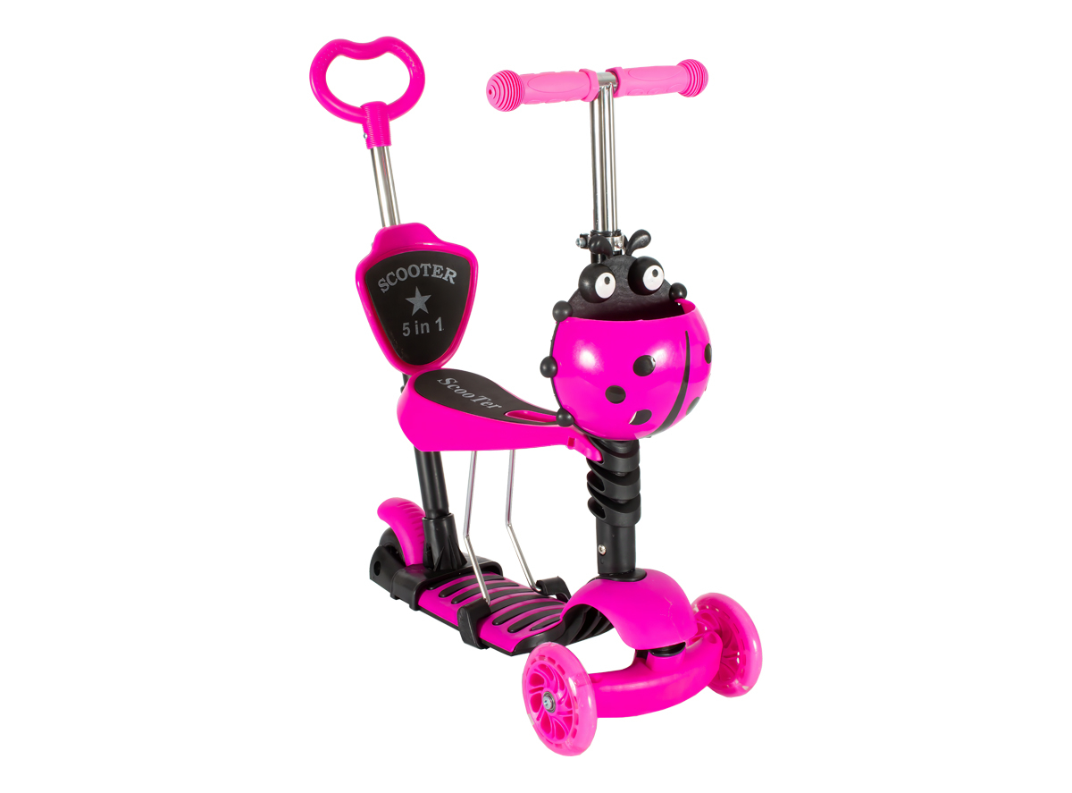 Trotinet deciji bubamara 5 u 1 rozi