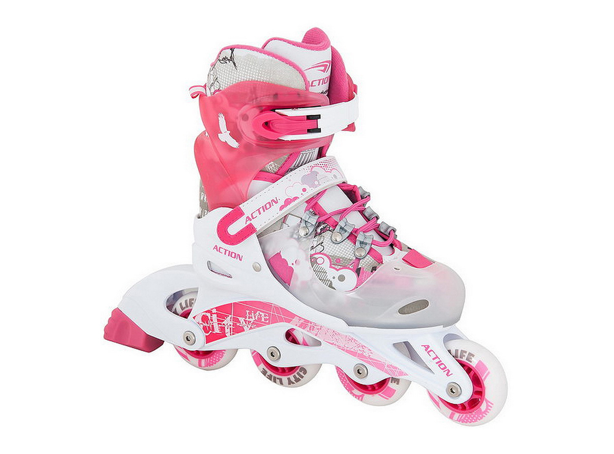 ROLER L (38-41) ROZO BELI PVC ŠINA ABEC-5 PU TOČKIĆI