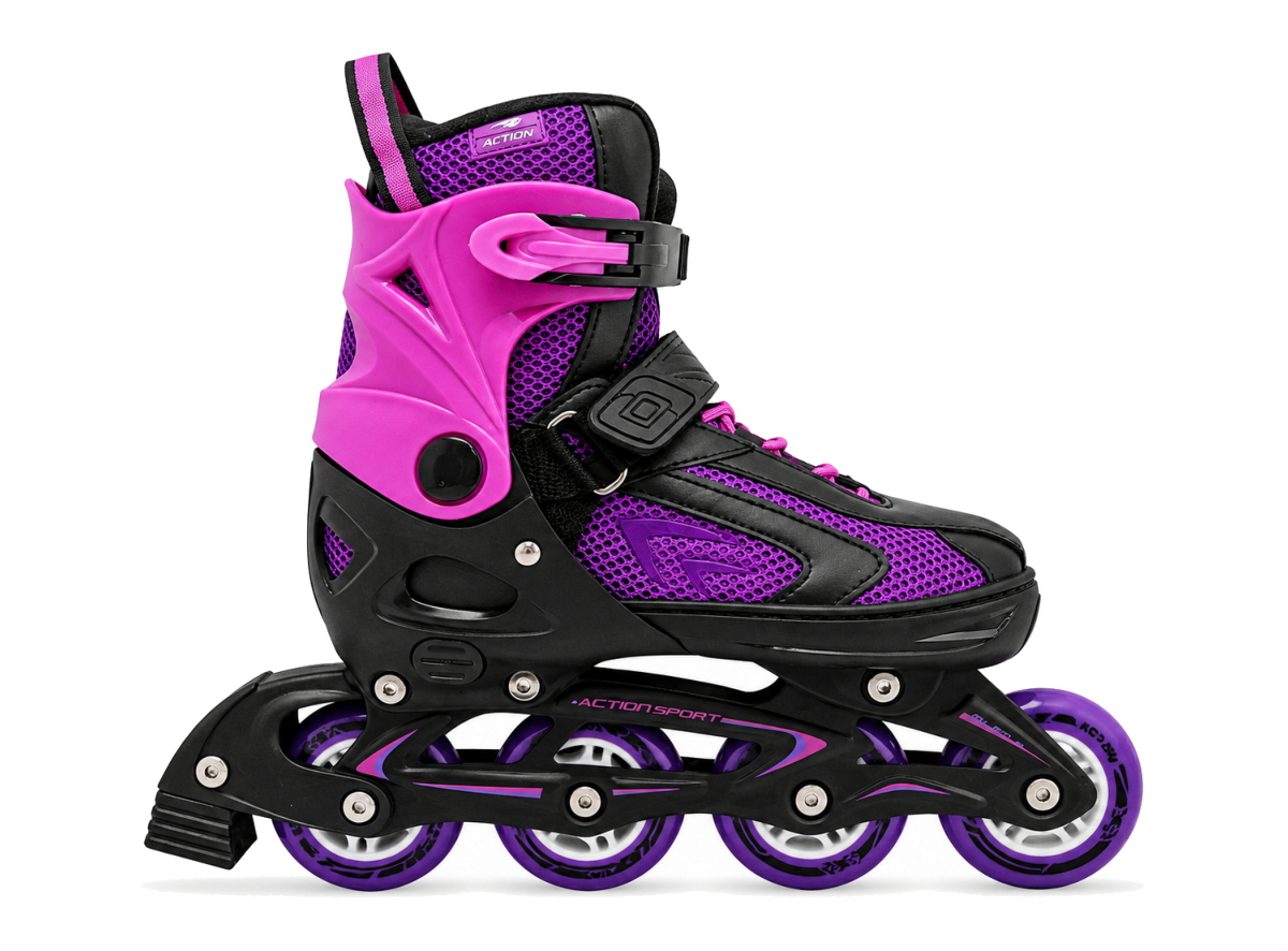ROLER M (37-40) CRNO ROZO LJUBIČASTI ALU ABEC-5 PU TOČKIĆI