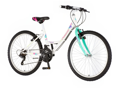 BICIKL JUNIOR 24 VENSSINI PARMA 24" 13" V-BRAKE  18 BRZINA 132-155CM (XS) BELO TIRKIZ PERLA