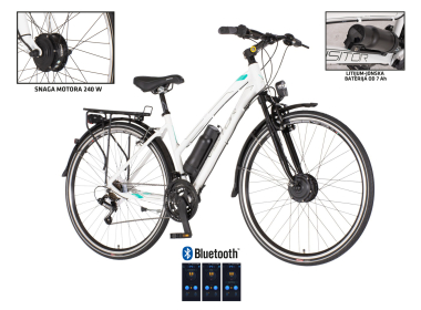 E-bicikl VisitorTouring cross bicikla belo siva