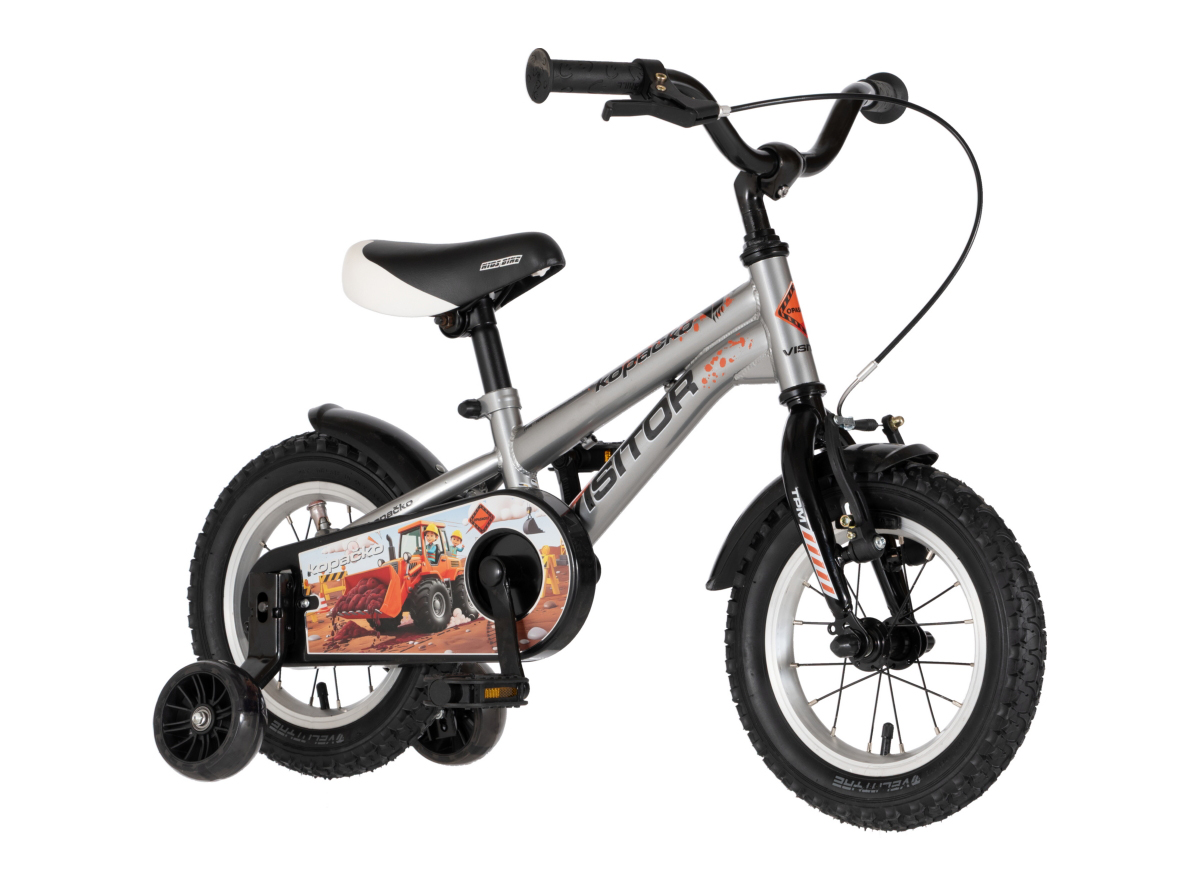 BICIKL KIDS VISITOR KOPACKO 12" 8" V-BRAKE  KONTRA 95-115CM (12") SREBRNI UV SJAJ