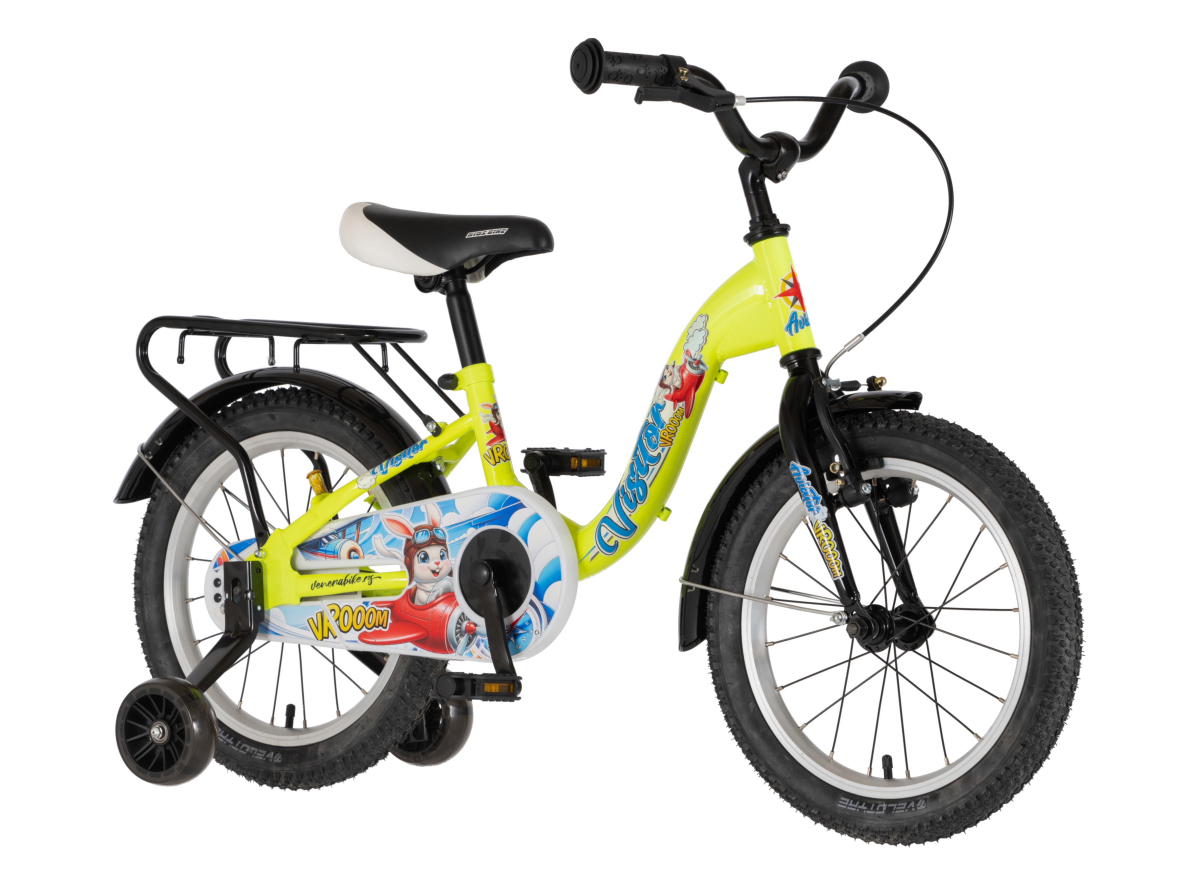 BICIKL KIDS VISITOR AVIATOR 16" 9" V-BRAKE  KONTRA 105-125CM (16") NEON ŽUTI
