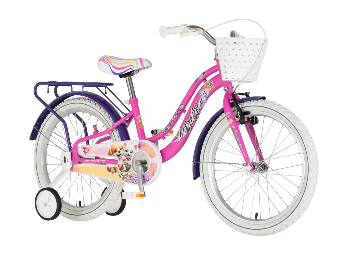 BICIKL KIDS VISITOR BEST FRIEND 20" 10" V-BRAKE  KONTRA 115-135CM (20") ROZE NEON UV SJAJ