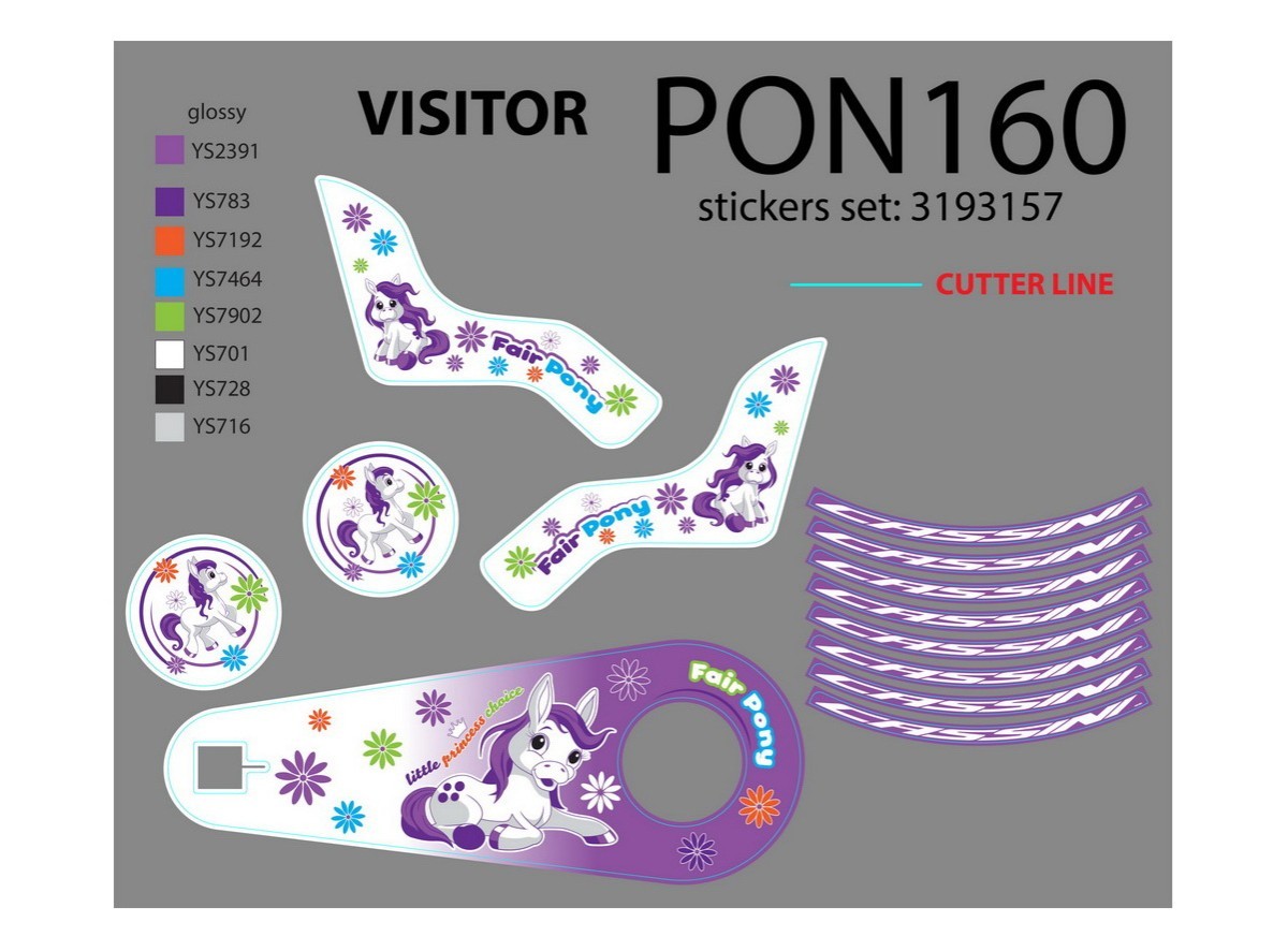 NAL.P.VEN PON160 SET NALEPICA PONY 16 ZA KORPU PR I ZADNJU LANC 2017