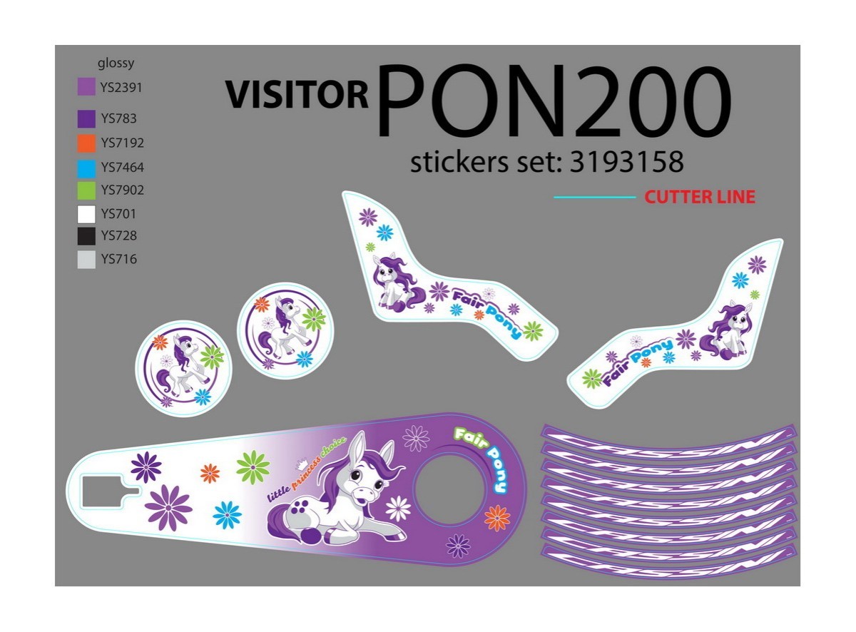 NAL.P.VEN PON200 SET NALEPICA PONY 20 ZA KORPU PR I ZADNJU LANC 2017