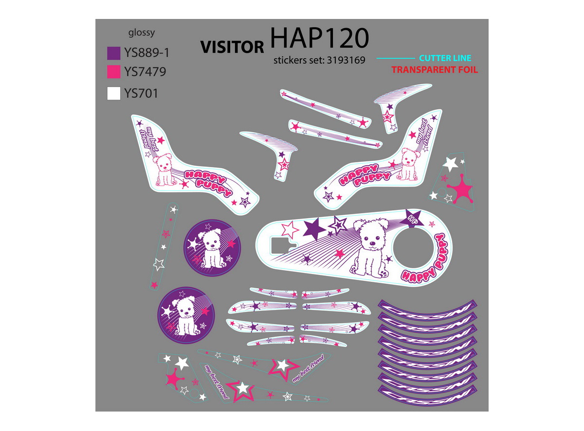 NAL.P.VEN HAP120 SET NALEPICA HAPPY PUPPY 12 ZA POMO.TOC BLATOBR LANC 2017