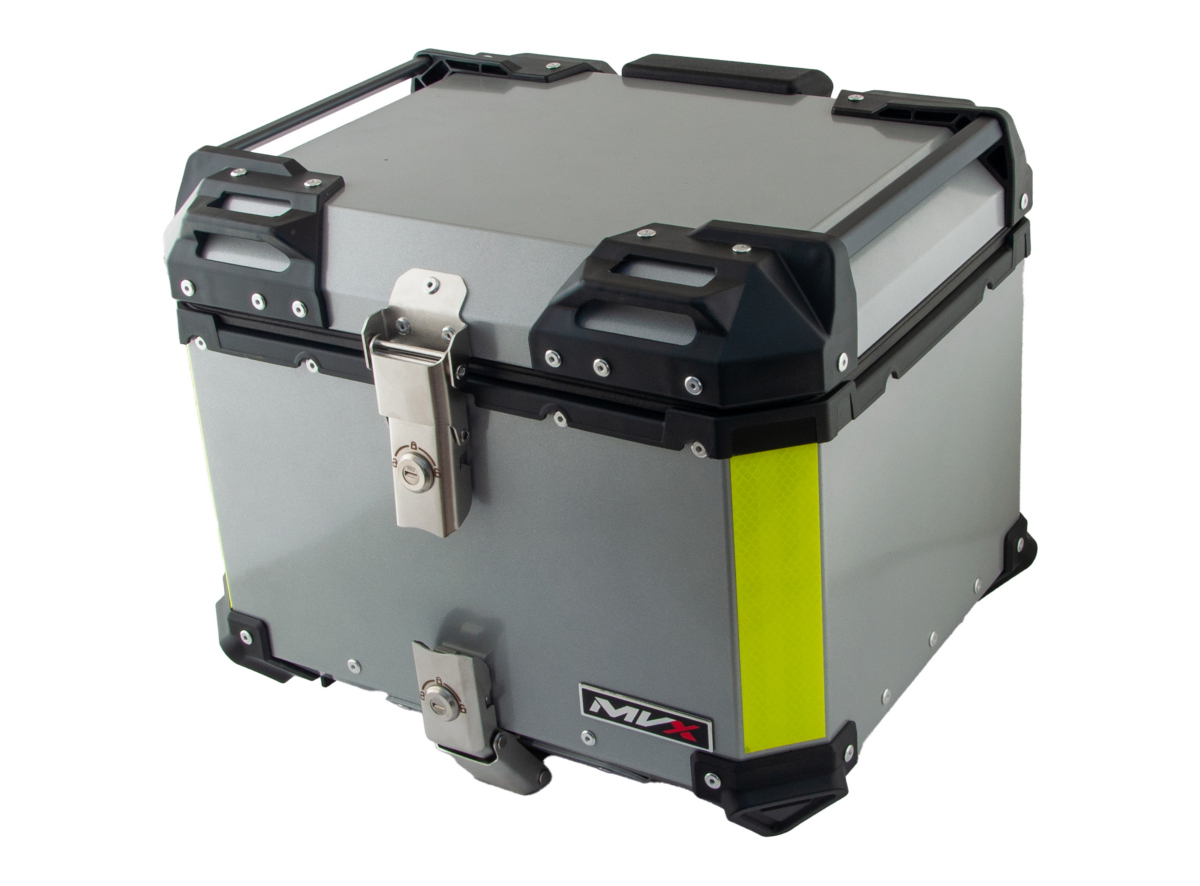 Kofer ALU za motor zadnji srebrni sa naslonom 36L 44X38X37CM