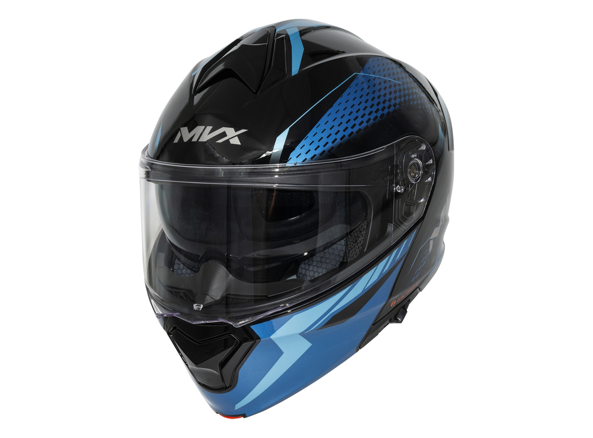 Kaciga za motor veličina XXL-MVX 935SV Flip Up dupli vizir crna plava
