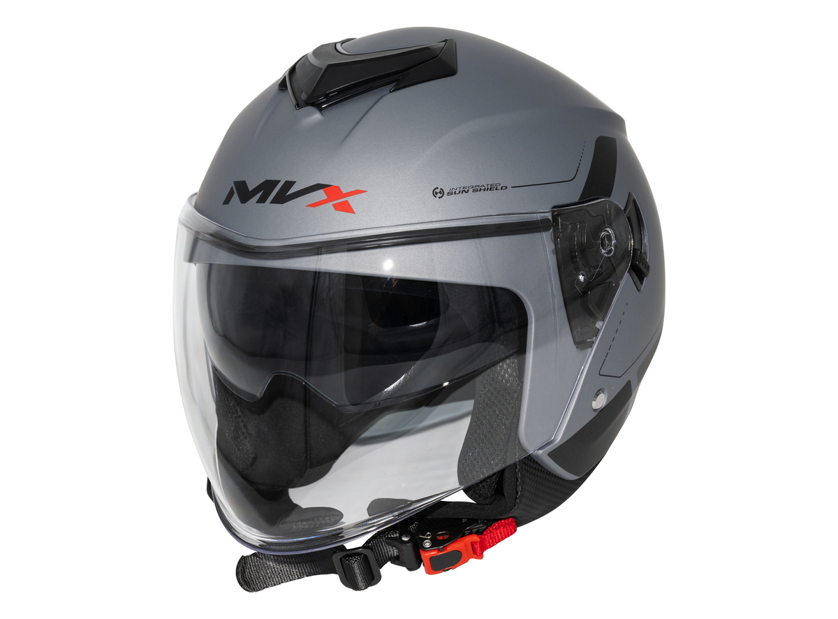 Kaciga za motor veličina M-MVX 852 Jet Open Face dupli vizir siva