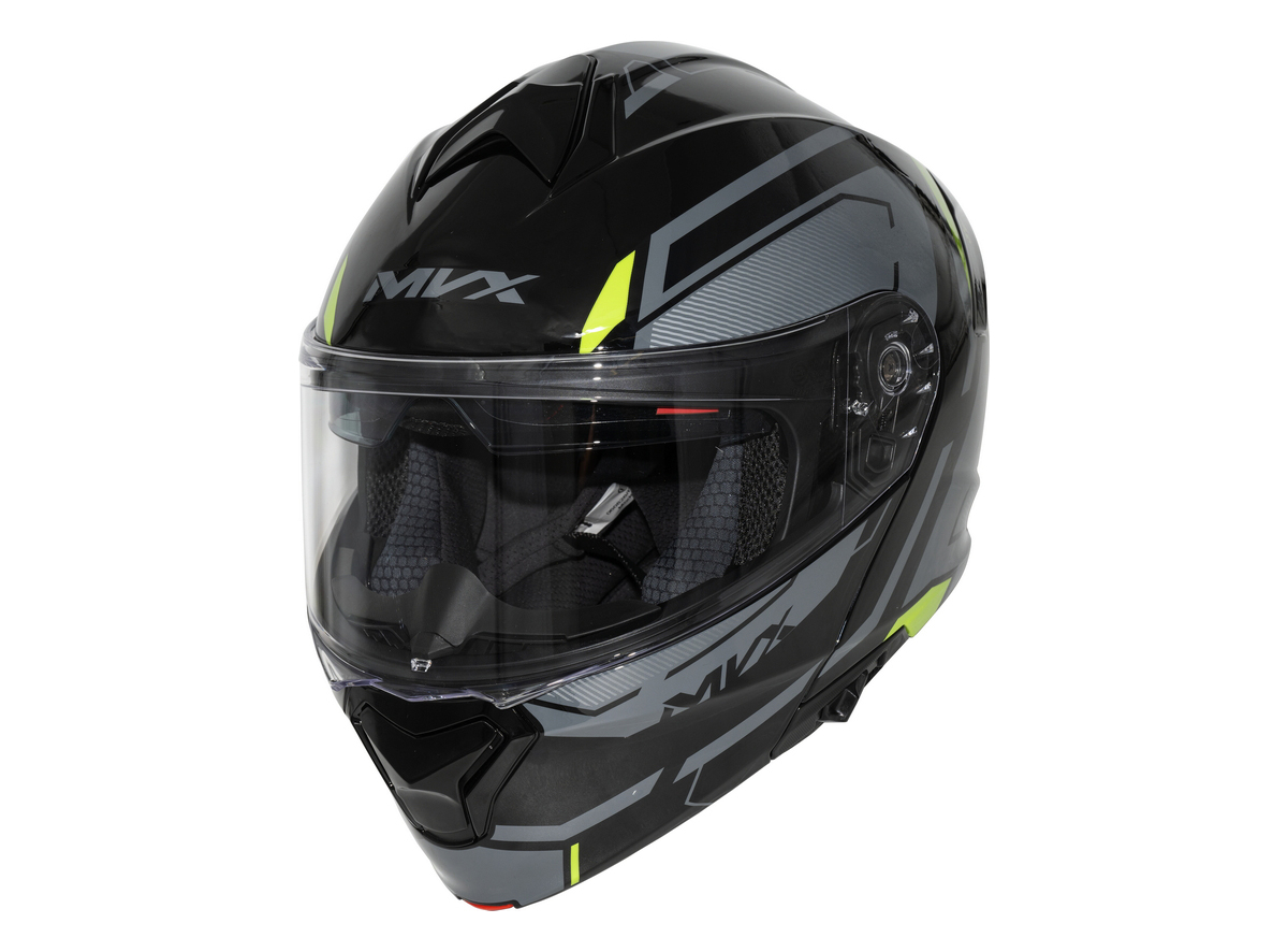 Kaciga za motor veličina M-MVX 935SV Flip Up dupli vizir crna siva