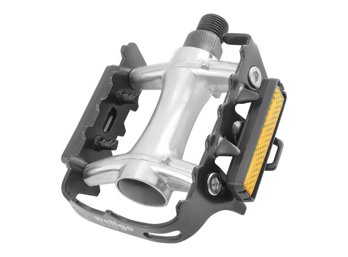 Pedali Wellgo C097 – Piattaforma Antiscivolo Con Riflettori – Per MTB, Trekking, E-Bike