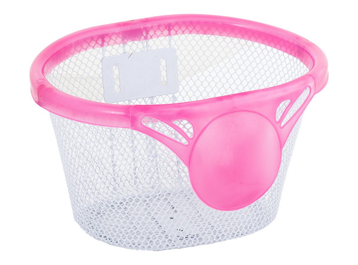 Korpa dečija sitno pletena sa plastičnim štitnikom roza