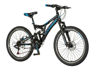 BICIKL JUNIOR 24 EXPLORER THUNDER 24" FULL SUSP 21" DISK DUPLI 21 BRZINA 142-165CM (S) CRNO PLAVI