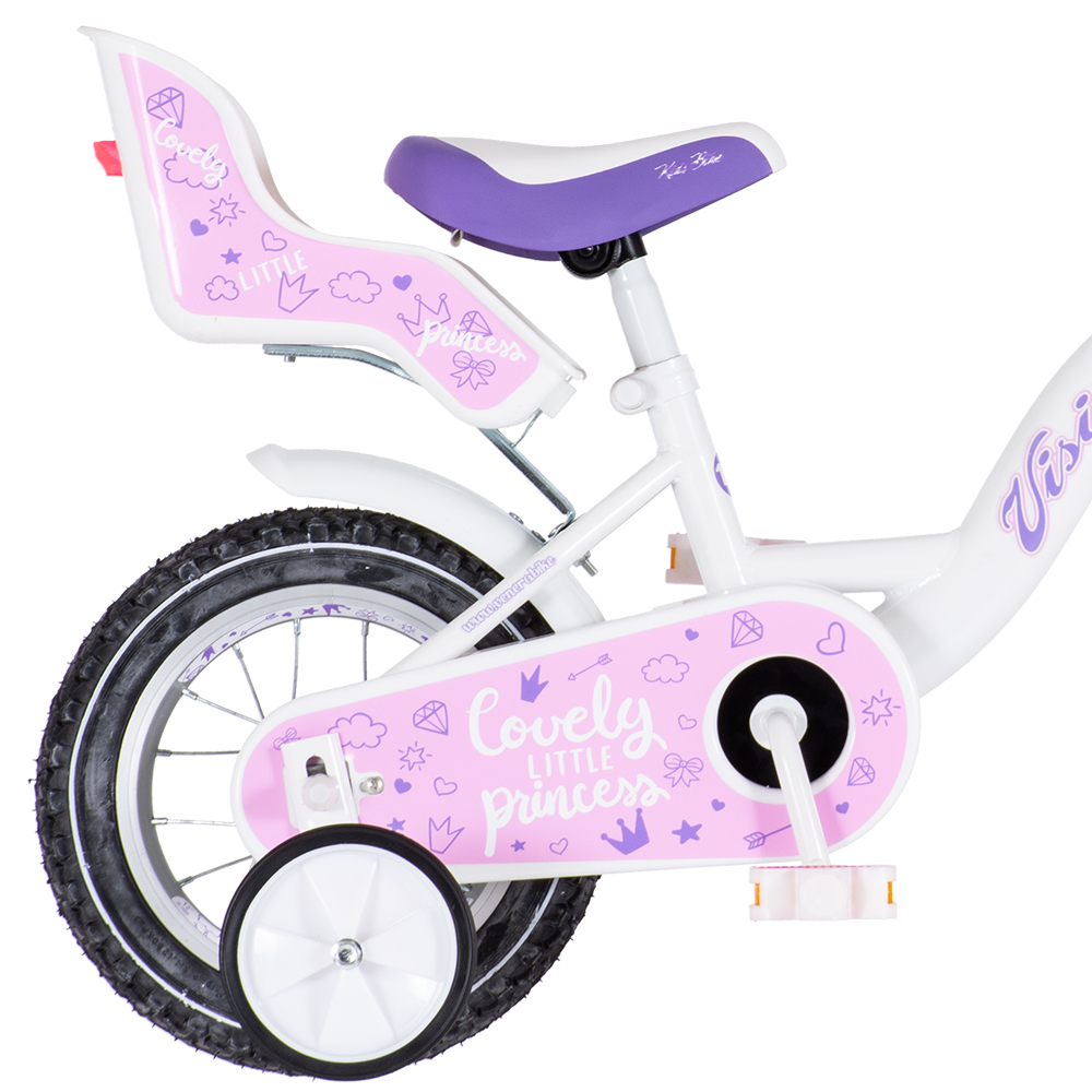 BICIKL KIDS VISITOR LILOO 12" 8" V-BRAKE  KONTRA 95-115CM (12") BELO ROZE PERLA