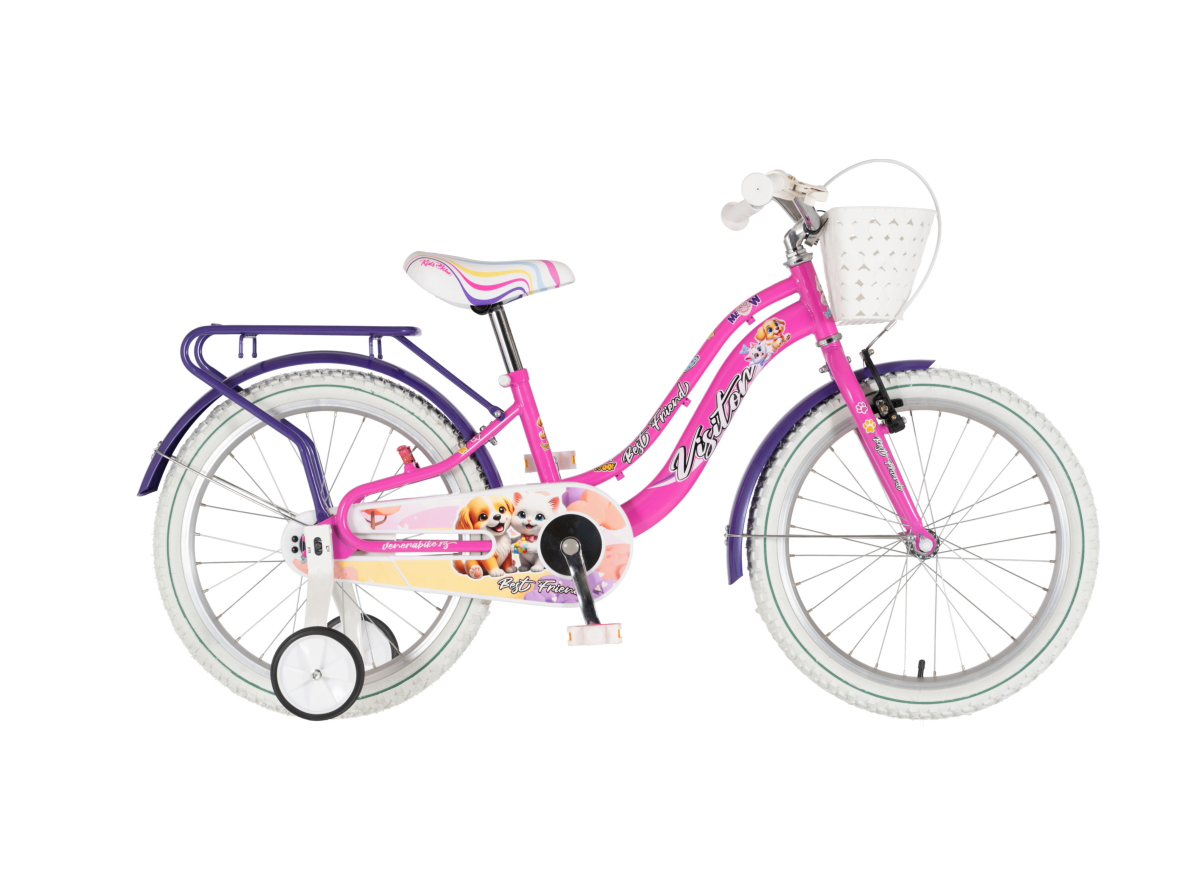 BICIKL KIDS VISITOR BEST FRIEND 20" 10" V-BRAKE  KONTRA 115-135CM (20") ROZE NEON UV SJAJ